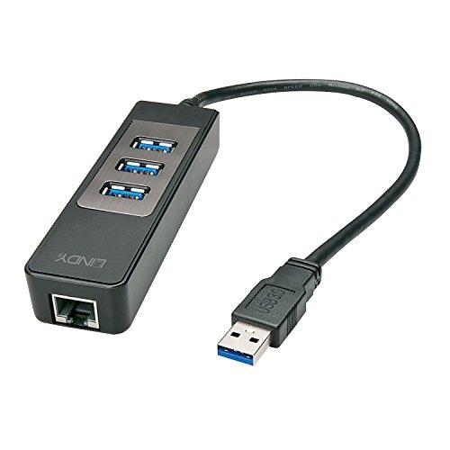 Lindy 43176 - Hub USB 3.0 (3.1 Gen 1) Type-A 5000 Mbit/s - 4 ports, RJ-45 - Couleur noire_0