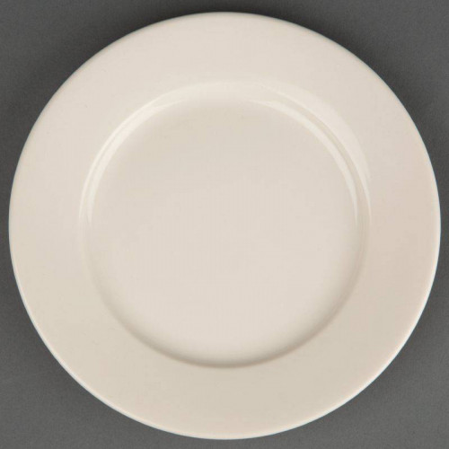 ASSIETTES À LARGE BORD EN PORCELAINE IVOIRE OLYMPIA Ø 150 MM - LOT DE 12