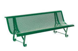 Banc public Santia - 2m de long - assise en tôle perforée - finition peinture Vert RAL 6005_0