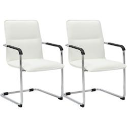 CLP Lot de 2 chaises cantilever Seattle en similicuir Blanc - blanc polyester 312226_0