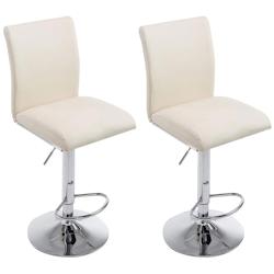 CLP Lot de 2 tabourets de bar Köln similicuir Crème - beige polyester 306590_0