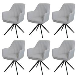 Décoshop26 - Lot de 6 chaises de salle à manger avec accoudoirs siège rotatifs en tissu crème cadre de trépied 04_0007746 - 3000262279517_0