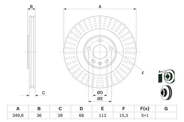 Disque de frein ventilé - Bosch 0986479E41 - Arrière - Boîte de 2 disques_0