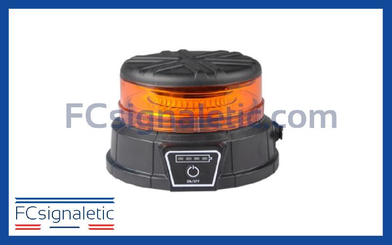 Gyrophare à led orange plat autonome embase magnétique LEDWORK LWK0079_0