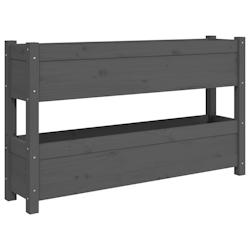 Helloshop26 - Jardinière bac lit surélevé plantes fleurs terrasse jardin 112 x 25 x 66 cm bois massif de pin gris 02_0037400 - 3000217771493_0