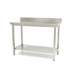 Maxima Table en acier inoxydable – 160 x 60 cm - hauteur réglable - avec dosseret et étagère de rangement - 8719632120940_0