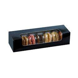 Packnwood FHC - 250Pcs - Boite carton rectangulaire noir 7 macarons avec fenêtre - 215x68x48mm - noir en carton 210MAC7F_0