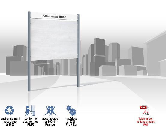 Panneaux d'affichage extérieur Affi-Libre 2H - 2m² horizontal - Acier traité et laqué - Dimensions 2H_0