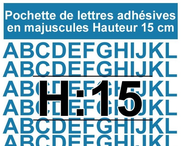 Planche de lettre adhésive h15 cm