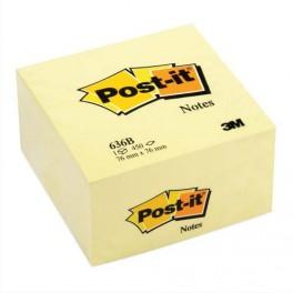 POST-IT BLOC CUBE 7,6 X 7,6 CM 450 FEUILLES CANARI