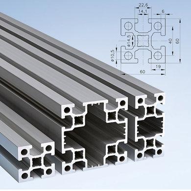 Profilé en aluminium anodisé de dimension modulaire 60 x 60 pour les contraintes les plus élevées - série 60 - mk technology group_0