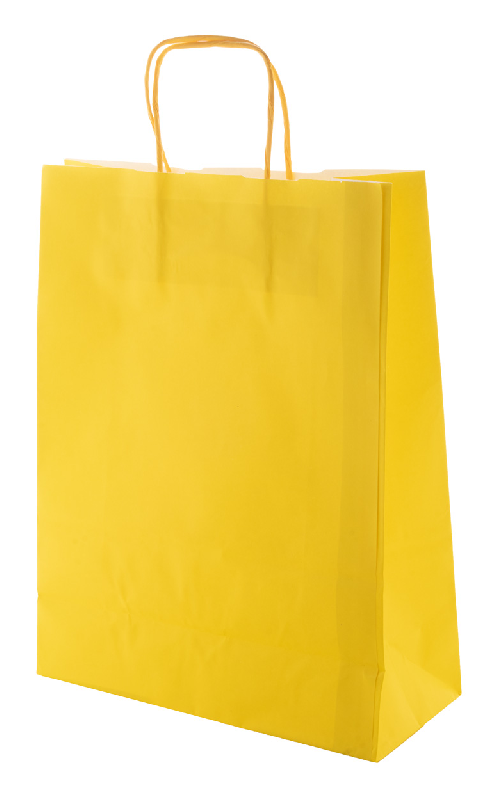 Sac publicitaire en papier kraft - poignée torsadée - couleur jaune - 100 g/m²_0