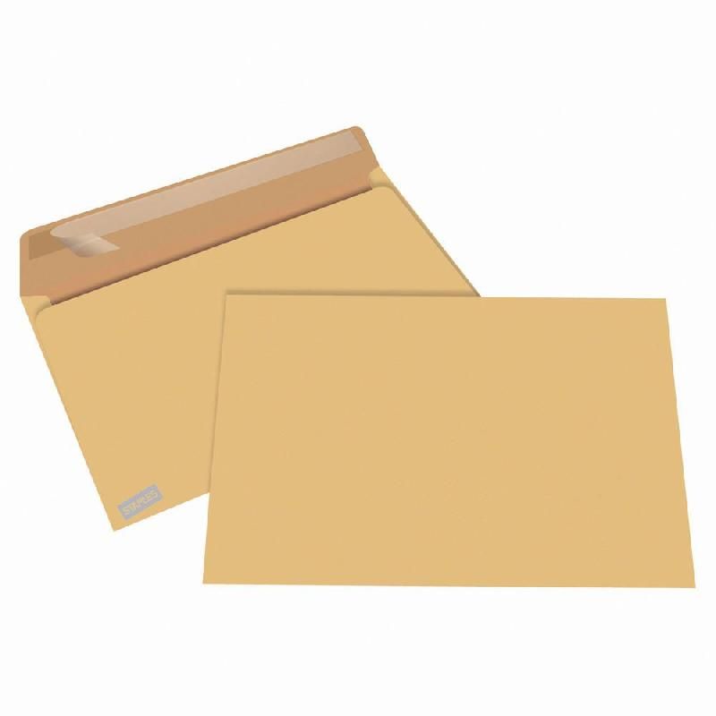 STAPLES BOÎTE DE 250 ENVELOPPES SANS FENÊTRE - AUTO-ADHÉSIVES - EN KRAFT - 229 X 324 MM (90 G/M²) - COULEUR KRAFT BLOND