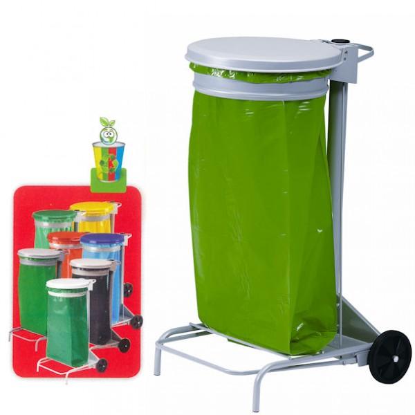 Support mobile à sac poubelle 110 litres - Collecroule Gris Métal - ROSSIGNOL_0