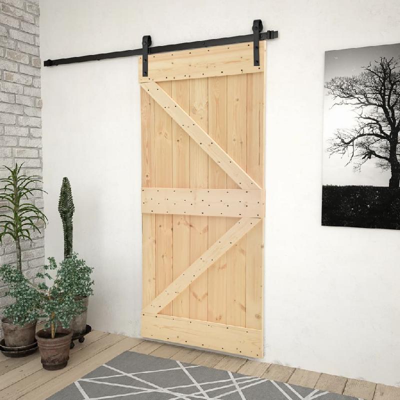 Vidaxl porte coulissante avec kit de quincaillerie 90x210cm pin massif 3057500_0