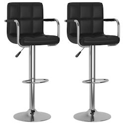 VidaXL Tabourets De Bar Lot De 2 Noir Similicuir - noir 334594_0