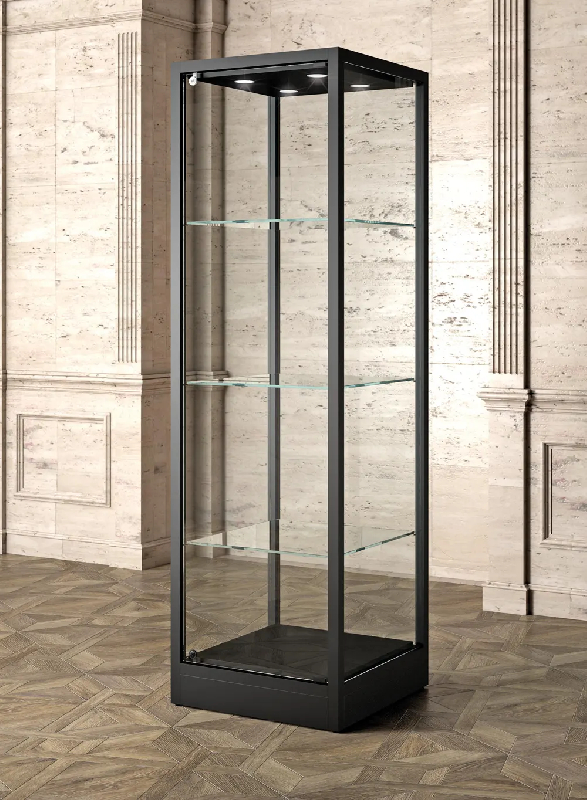 Vitrine muséographique colonne MU/60FCVA - 60 x 60 x 200 cm - Éclairage LED - 3 tablettes réglables_0
