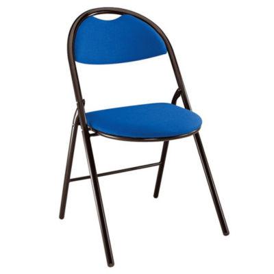 2 Chaises Super confort - Pliante - Tissu Bleu - Pieds métal Noir_0