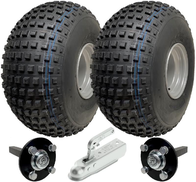 25x12.00-9 Knobby ATV Quad Trailer Kit Wheels Axles Hitch Load Capacity 390kgs_0