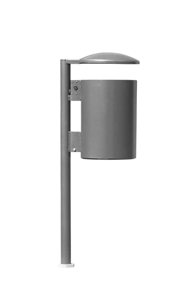 ABES Poubelle publique cylindrical 524 - 33L - Disponible en acier galvanisé ou revêtement par poudre RAL standard_0