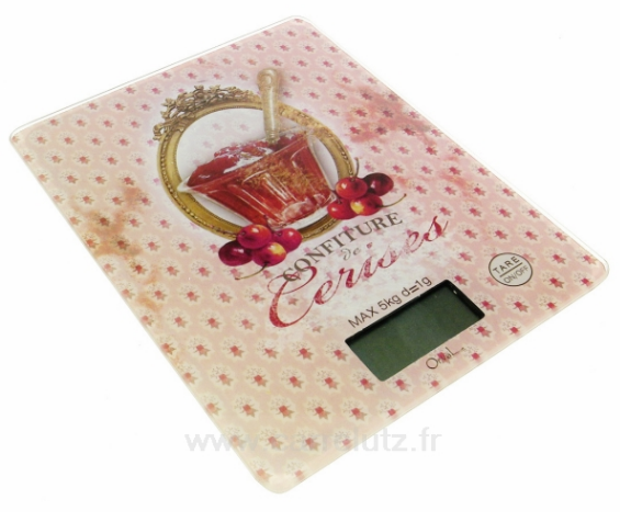 Balance de cuisine électronique - plateau en verre décoré - ultra plate - capacité 5 kg - Orval Creations_0