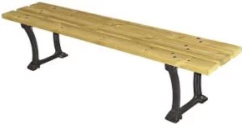 Banquette Stuggart - 3 lames en pin du Nord traité autoclave classe IV - 180 cm - pieds en fonte_0