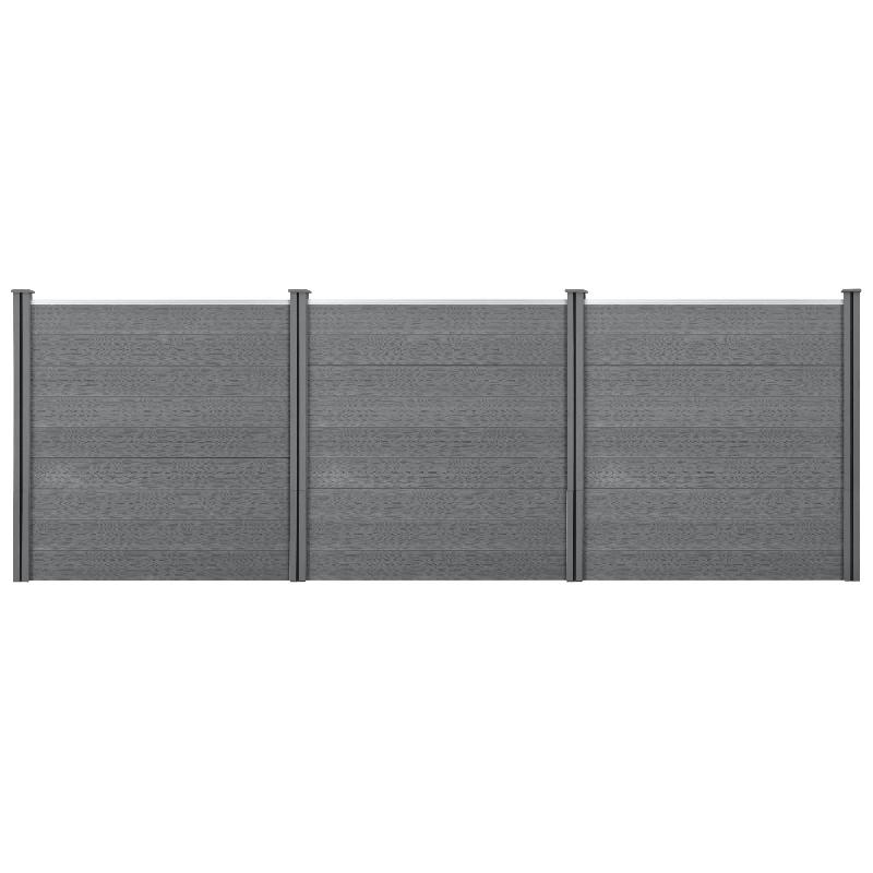 CLÔTURE BRISE VUE BRISE VENT BOIS COMPOSITE (WPC) 183 X 531 CM GRIS 03_0001450_0