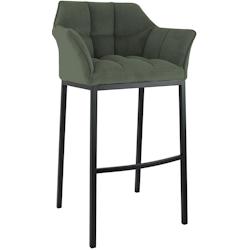 CLP Tabouret de bar Damaso Cord avec piètement à quatre pieds Vert/Noir - vert métal 326351_0