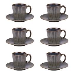 Coffret de 6 tasses à café avec sous tasses Liv bleu 9 cl -  Rond Porcelaine Table Passion 8.5x6 cm - bleu porcelaine 3106232721243_0