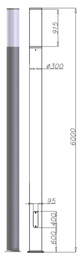 Colonne lumineuse d'éclairage public KARIN 6000 - LED 134W - Aluminium anodisé - 6m - IP65 - 5000K_0