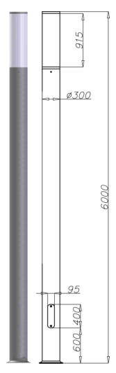 Colonne lumineuse d'éclairage public karin 6000 / led / 134 w / en aluminium anodisé / 6 m_0