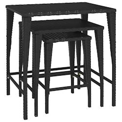 Décoshop26 - Lot de 3 tables d'appoint gigognes en résine tressée noir et acier DEC032736 - 3000259126558_0