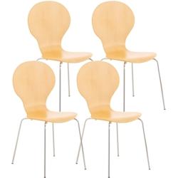 Décoshop26 - Lot de 4 chaises de cuisine salle à manger empilables dossier arrondi en bois clair et métal chromé 10_0003177 - 3000251440386_0