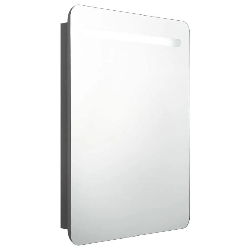 Helloshop26 - Armoire de salle de bain murale contemporaine avec miroir LED 60 x 11 x 80 cm deux étagères en MDF gris 02_0046745 - gris verre 300023_0