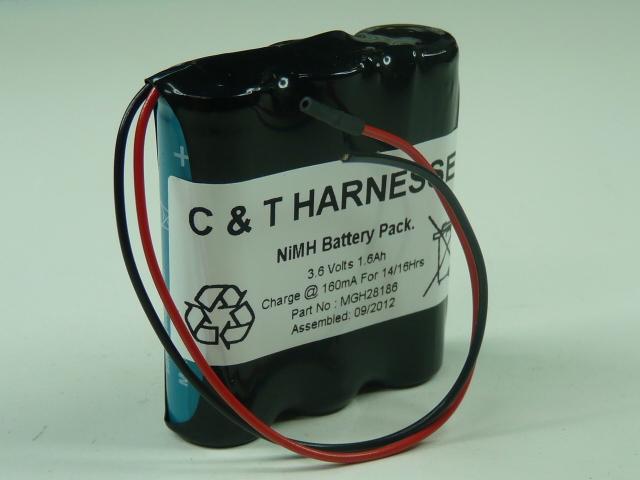 NiMH Battery C & T Harnesses - 3.6V 1.6Ah Conn - Marque NX_0