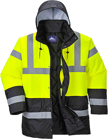 Parka bicolore jaune noir S466 - vêtement réfléchissant, tailles XS à 6XL, certifié CE, imperméable et résistant au vent_0