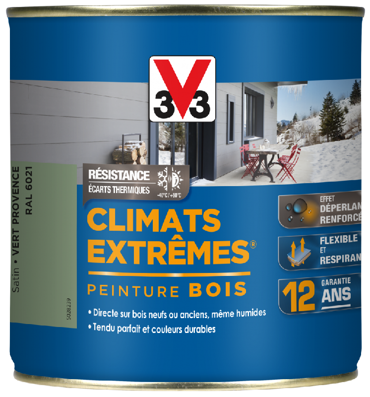 Peinture bois extérieur climats extrêmes® V33, vert provence satiné 0.5 l_0