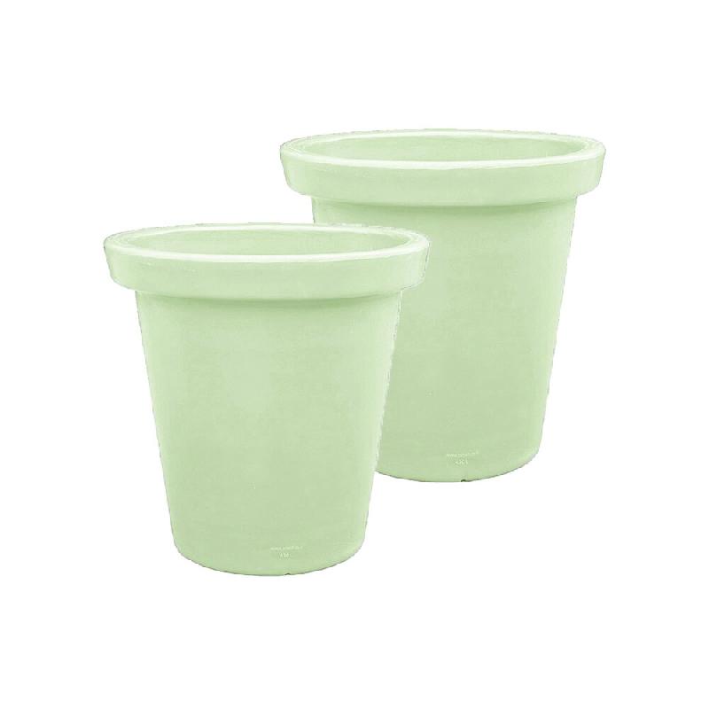 PLAST'UP ROTOMOULAGE Pot de fleurs rond xxl delight 420l- lot de 2 - VERTAMANDE - vert 0637962082647_0