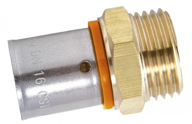 Raccord droit à sertir en laiton - M 20 x 27 - pour tube en PER - Norme ACS_0