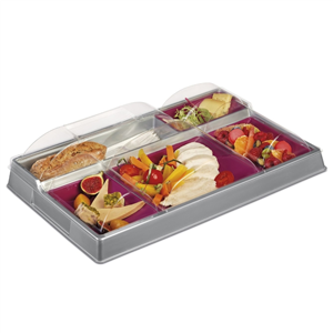 20 PLATEAUX + COUVERCLES REPAS À EMPORTER 5 COMPARTIMENTS LUXE GRIS