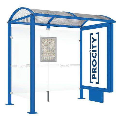 ABRI BUS VOÛTE 2.50 M CAISSON 1 BARDAGE LAT. BLEU 5010 - PROCITY