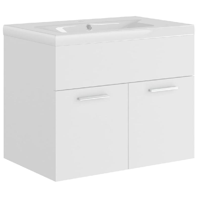 Armoire d'évier avec lavabo intégré - 60 x 38,5 x 46 cm - Aggloméré blanc - Modèle 02_0006425_0