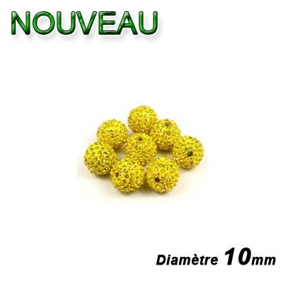 PERLES STRASS JAUNE 10MM