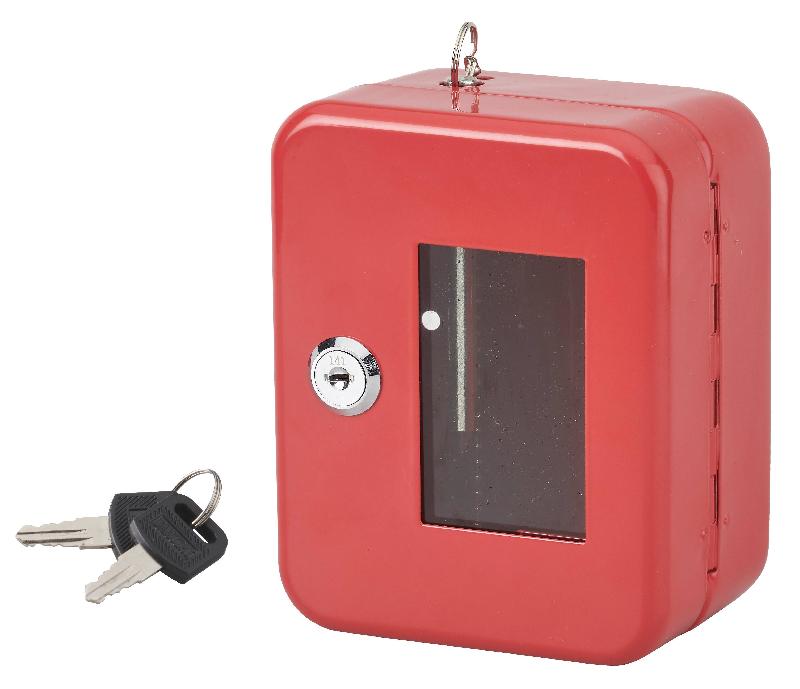 Boîte à clé de secours murale - 2 clés - 152 x 118 x 80 mm - Coffre en acier avec vitre interchangeable et marteau brise-glace_0