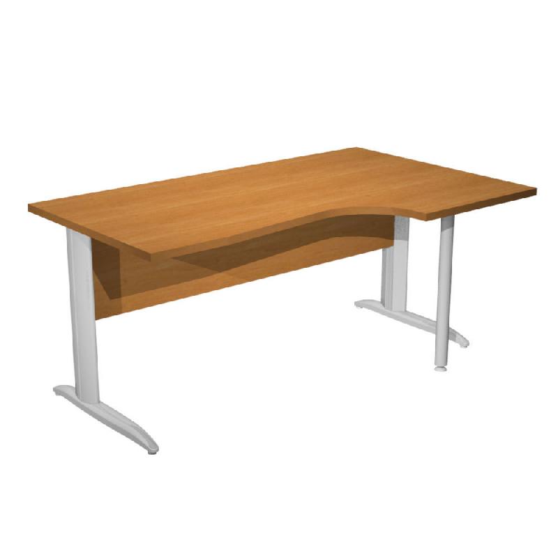 BUREAU D'ANGLE COMPACT RETOUR A DROITE PRONTO METAL - L.160 X P.100 CM - PLATEAU AULNE - PIEDS L CHROME