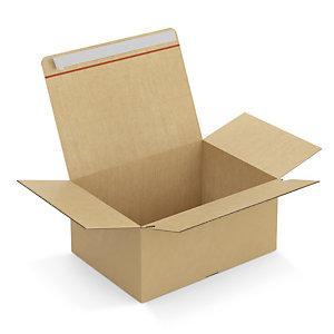 CAISSE CARTON BRUNE SIMPLE CANNELURE MONTAGE INSTANTANÉ FERMETURE ADHÉSIVE RAJA 43X31X20 CM