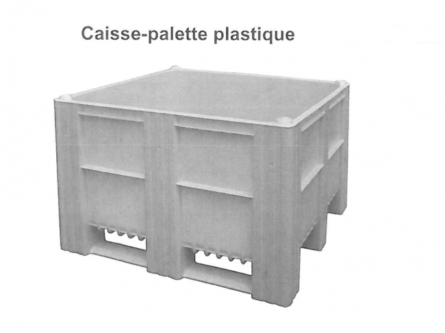 Caisse-palette en plastique 600L - Dimensions 1000x1200x740 mm - Charge 900 kg - Gerbage 5000 kg_0