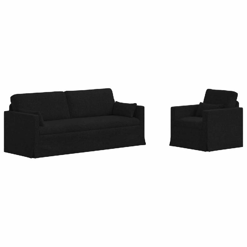 Canapé 2 pcs Noir 198 x 78 x 80 cm tissu Modèle Apex Panorama Jardin - Matériau naturel 8721364374706_0