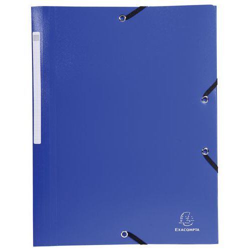 CHEMISE À ÉLASTIQUE 3 RABATS PP 5/10E OPAQUE - A4 BLEU FONCÉ - EXACOMPTA