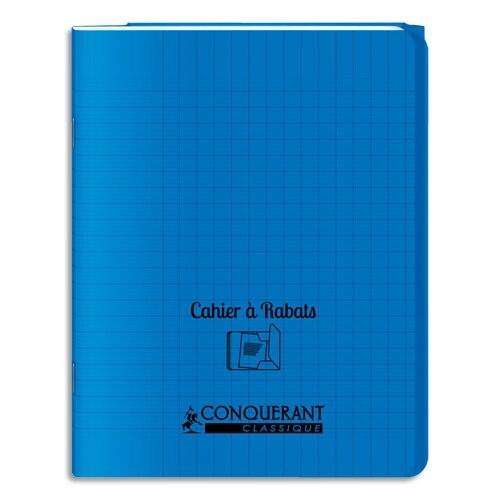 CONQUERANT Lot de 10 Cahier à Rabats PP piqué 24x32, 48p./24 feuilles 90g/m², Séyès, coloris bleu - 3020120123738_0